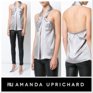 NWT Amanda Uprichard Halterneck Blouse 100% Silk